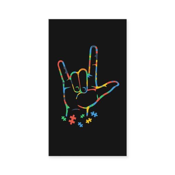 Autism Colorful Puzzle ASL Hand Sign Language