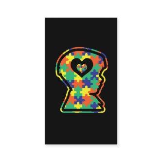 Autistic Child Colorful Puzzle Symbol Silhouette