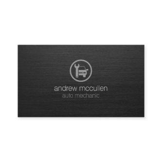 Auto Mechanic Car Wrench Icon Dark Brushed Metal