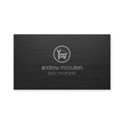 Auto Mechanic Car Wrench Icon Dark Brushed Metal
