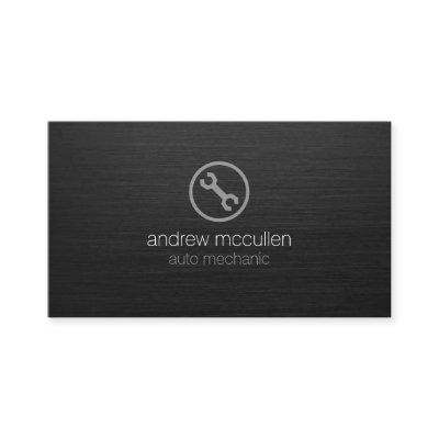 Auto Mechanic Wrench Icon Dark Brushed Metal