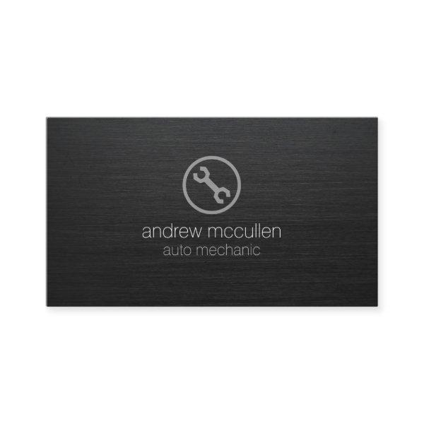 Auto Mechanic Wrench Icon Dark Brushed Metal