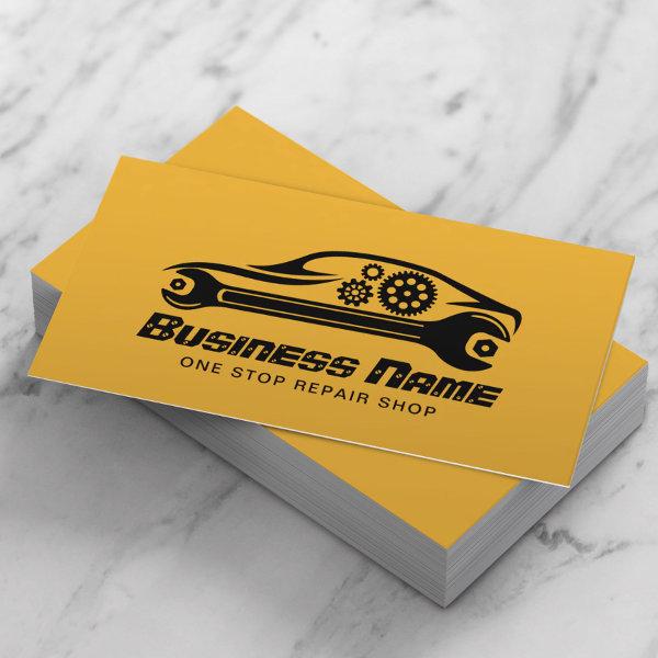 Auto Repair Car & Wrench Automotive Mechanic Gold