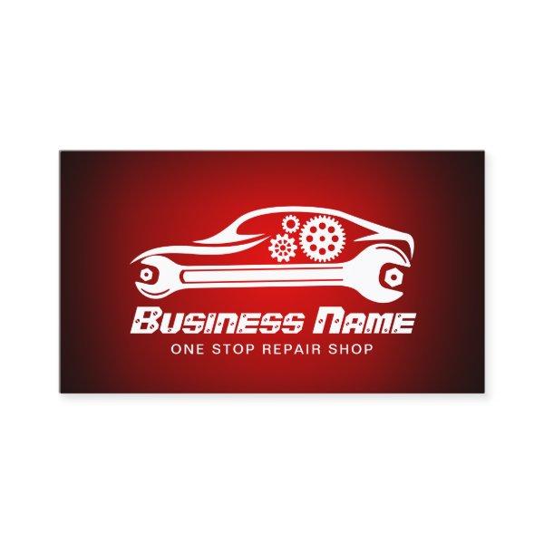 Auto Repair Car & Wrench Red Automotive Mechanic