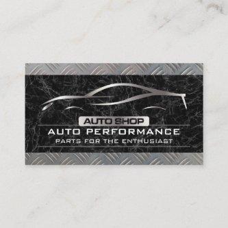 Auto Shop Metallic Car Logo | Black Marble Metal