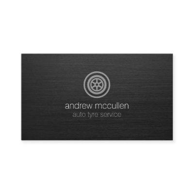 Auto Tyre Service Wheel Icon Dark Brushed Metal