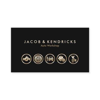 Auto Workshop Gold Icons BusinessCard