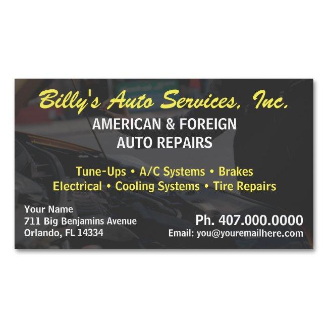 Automobile Car Repair Mechanic Template Magnet