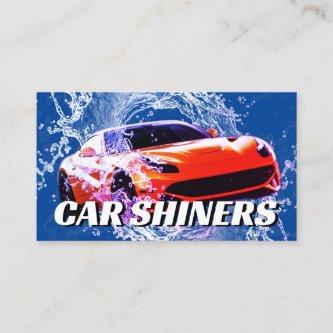 Automotive water splash orange sports car