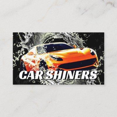 Automotive water splash orange sports car