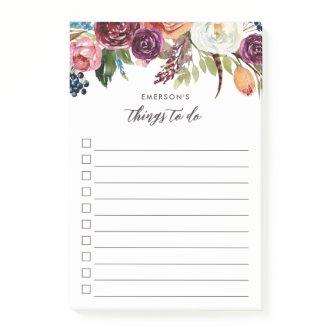 Autumn Boho Blooms Personalized To-Do List Post-it Notes