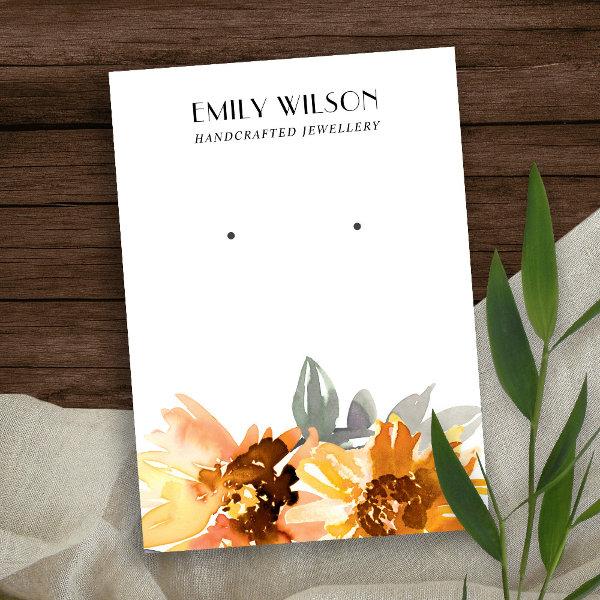 AUTUMN FALL SUNFLOWER STUD EARRING DISPLAY CARD