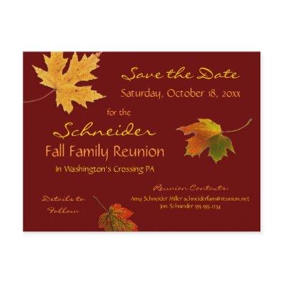 Autumn Leaves Reunion, Party, Event Save the Date Announcement Postcard