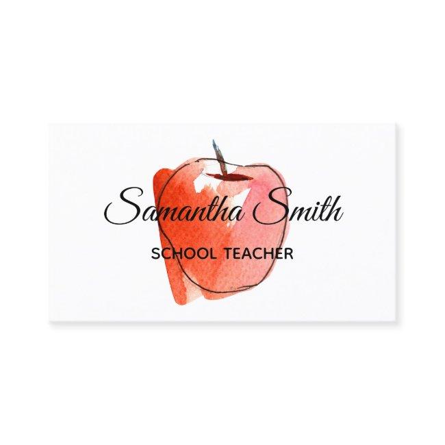 Autumn Red Watercolor Apple School Teacher