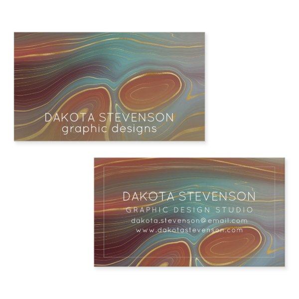 Autumn Strata | Terra Cotta Teal and Gold Agate