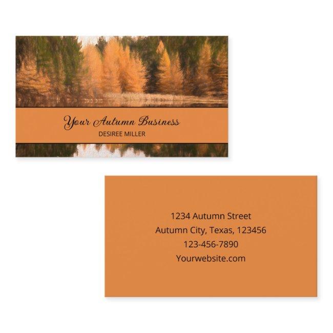 Autumn Trees Lake Orange Fall Themed Sketch Art