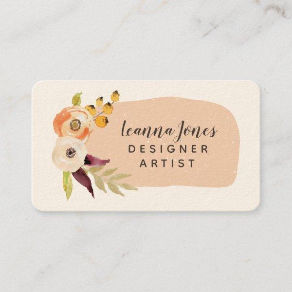 Autumn Watercolor Floral Type Designer Artist Appointment Card