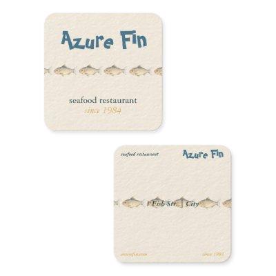 Azure Fin Coastal Fish Pattern Seafood Restaurant Square