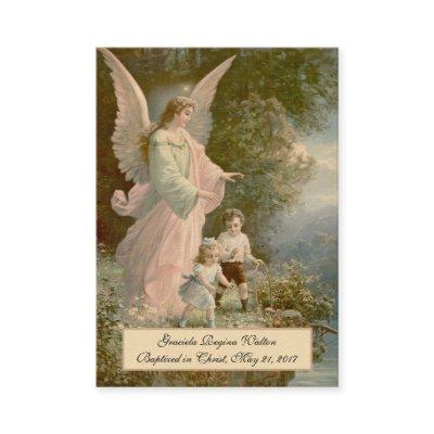 Baby Baptism  Remembrance Guardian Angel Holy Card