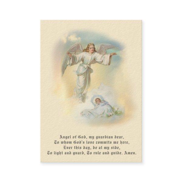 Baby Baptismal Remembrance  Angel Prayer Holy Card