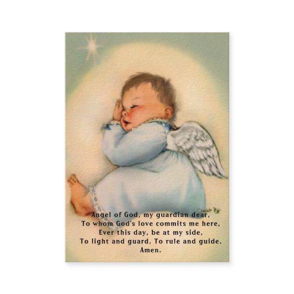 Baby Baptismal Remembrance  Angel Prayer Holy Card