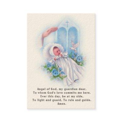 Baby Baptismal Remembrance  Angel Prayer Holy Card