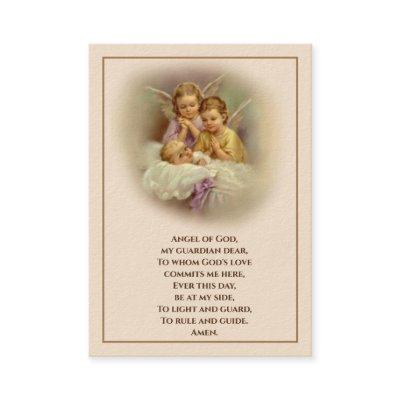 Baby Baptismal Remembrance  Angels Holy Card