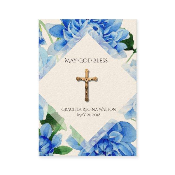 Baby Baptismal Remembrance  Gold Cross Holy Card