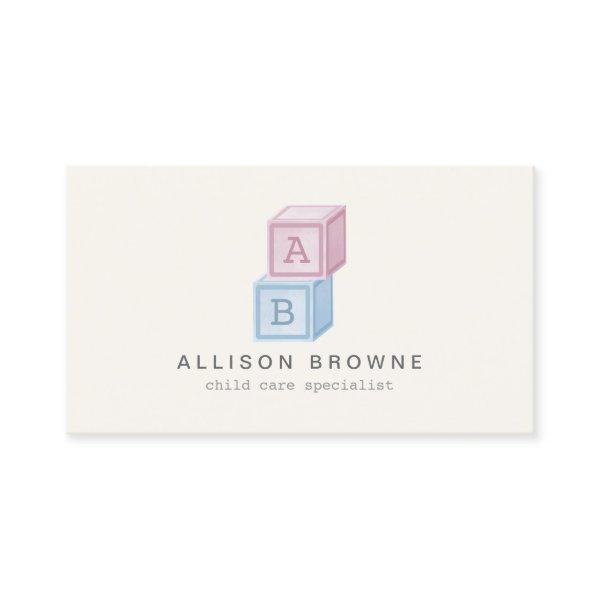 Baby Blocks Monogram Childcare, Babysitter Card II