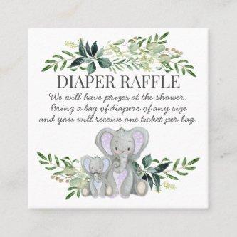 Baby Boy Shower Diaper Raffle Blue Mommy Elephant Square