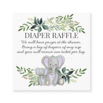 Baby Boy Shower Diaper Raffle Blue Mommy Elephant Square