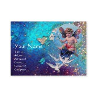 BABY FAIRY WITH DOVES IN SPARKLES green pearl