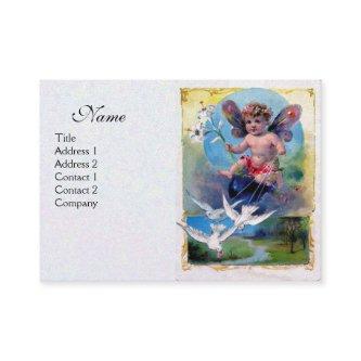 BABY FAIRY WITH DOVES, white pearl paper