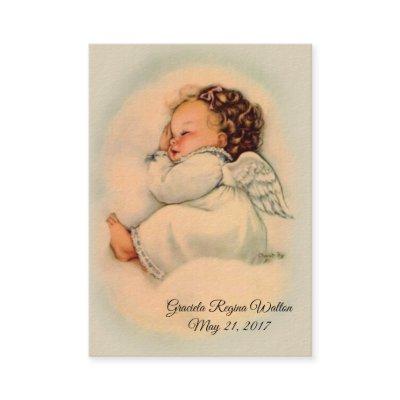Baby Girl Angel Baptismal Remembrance Holy Card