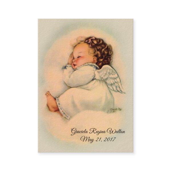 Baby Girl Angel Baptismal Remembrance Holy Card