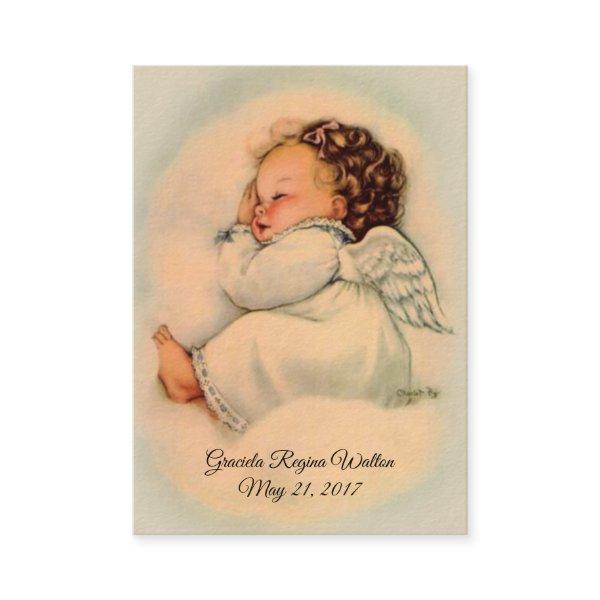 Baby Girl Angel Baptismal Remembrance Holy Card