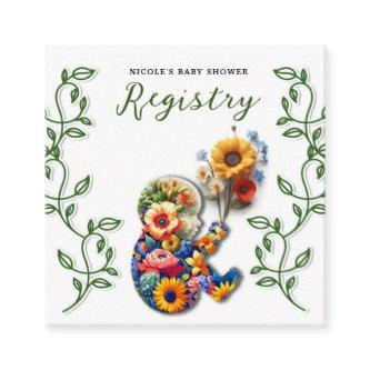 Baby in Bloom Floral Vine Baby Shower Registry  Square