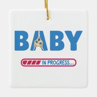 Baby in progress  ceramic ornament