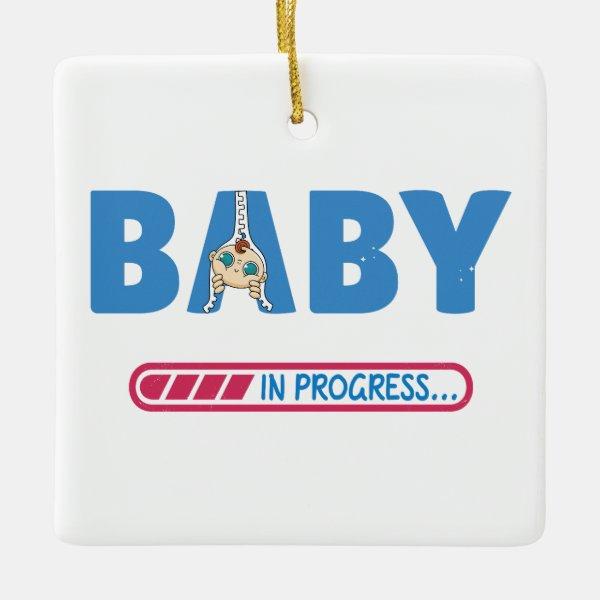 Baby in progress  ceramic ornament