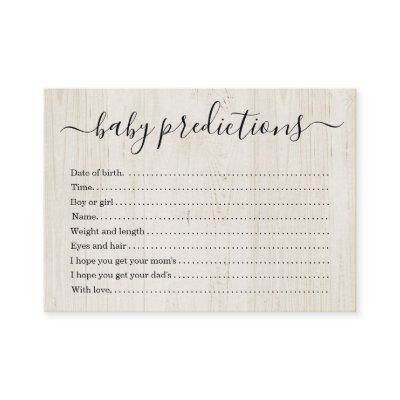 Baby Prediction Card Baby Shower - Rustic Wood