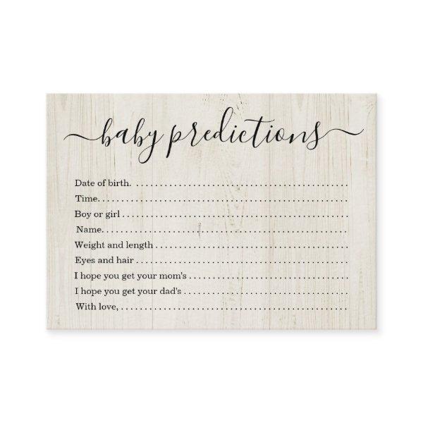 Baby Prediction Card Baby Shower - Rustic Wood
