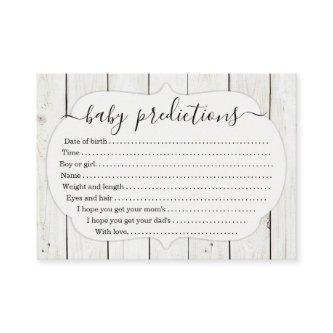 Baby Prediction Card for Baby Shower - Rustic Wood