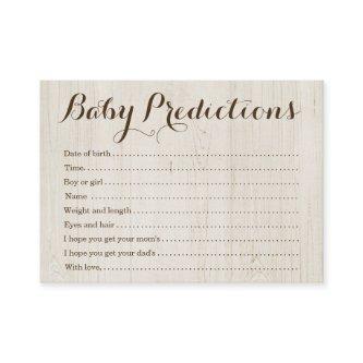 Baby Prediction Card for Baby Shower - Rustic Wood