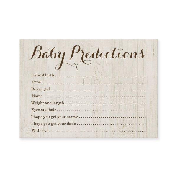 Baby Prediction Card for Baby Shower - Rustic Wood
