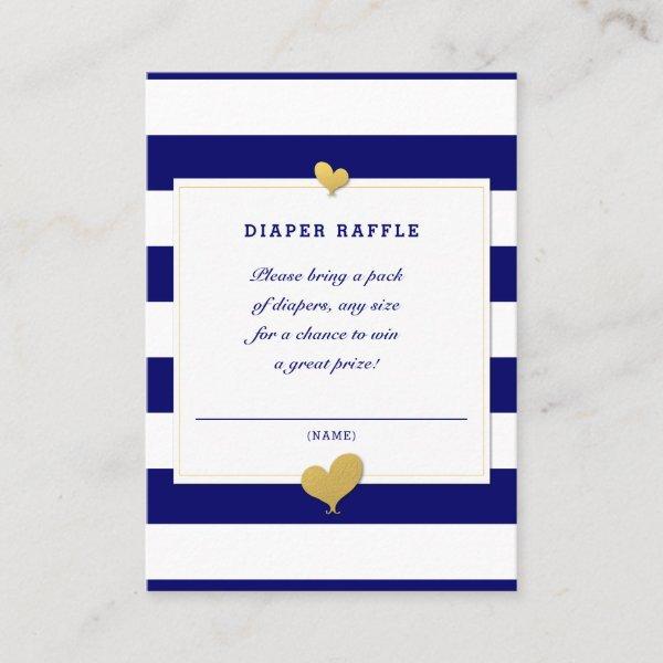 Baby Shower Navy Blue Stripe Diaper Raffle
