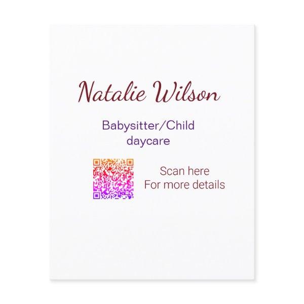 Babysitter child daycare nanny add name details q