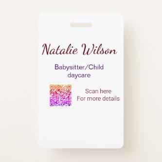 Babysitter child daycare nanny add name details q  badge