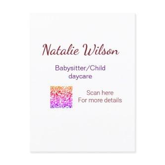 Babysitter child daycare nanny add name details q  postcard