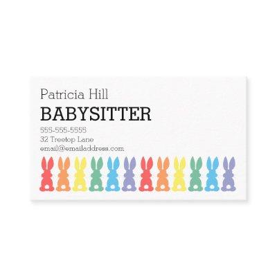 Babysitter Childcare Rainbow Bunny Silhouette Cute