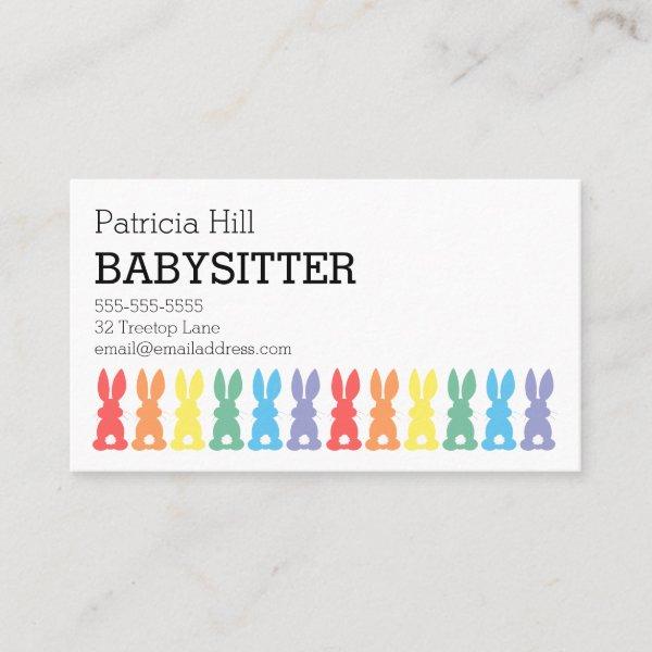 Babysitter Childcare Rainbow Bunny Silhouette Cute